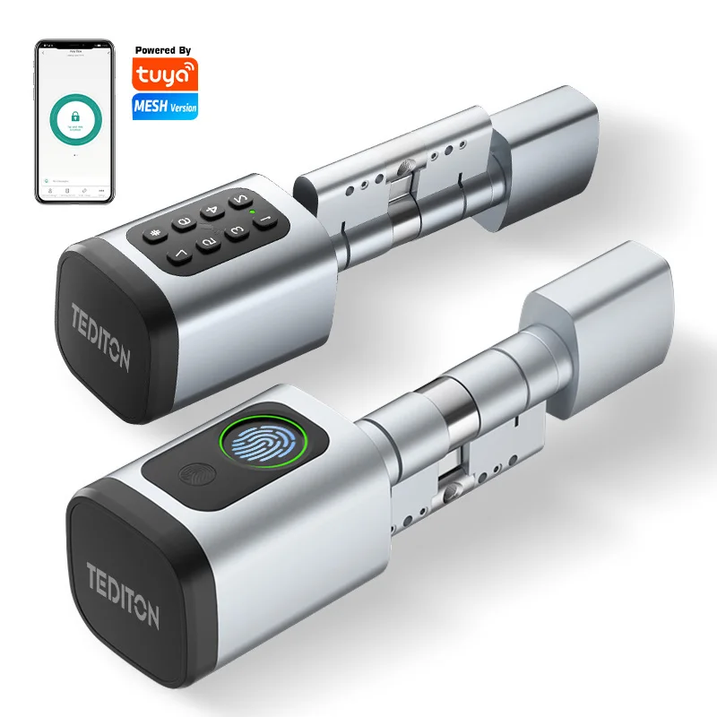 Euro TTLock APP Fingerabdruck oder Code Passwort Digitaler RFID-Kartenzylinder Intelligentes Türschloss Elektronisch mit Alexa Google Home Image