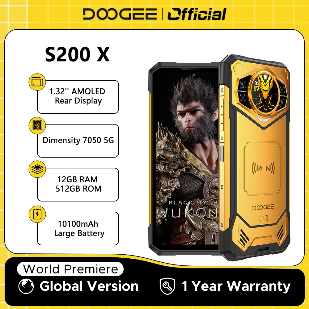 Weltpremiere DOOGEE S200 X 5G 12 GB 512 GB Robustes Telefon MTK-Dimensität 7050 10100 mAh Akku 33 W 6,72 Zoll FHD+120 Hz IPS-Bildschirm Image