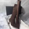 High Heels Frauen Hohe Stiefel Wildleder Spitz Elegante Kniehohe Schuhe Frau Trend Mode Sexy Pumps Party Chelsea Stiefel Mujer