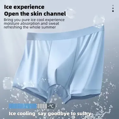 1 Stück Herren Boxer 6 Farbmischung Männer Boxershorts Unterhosen Eis Seide glatt cool belüften Mode Fitness Sport Unterwäsche Image