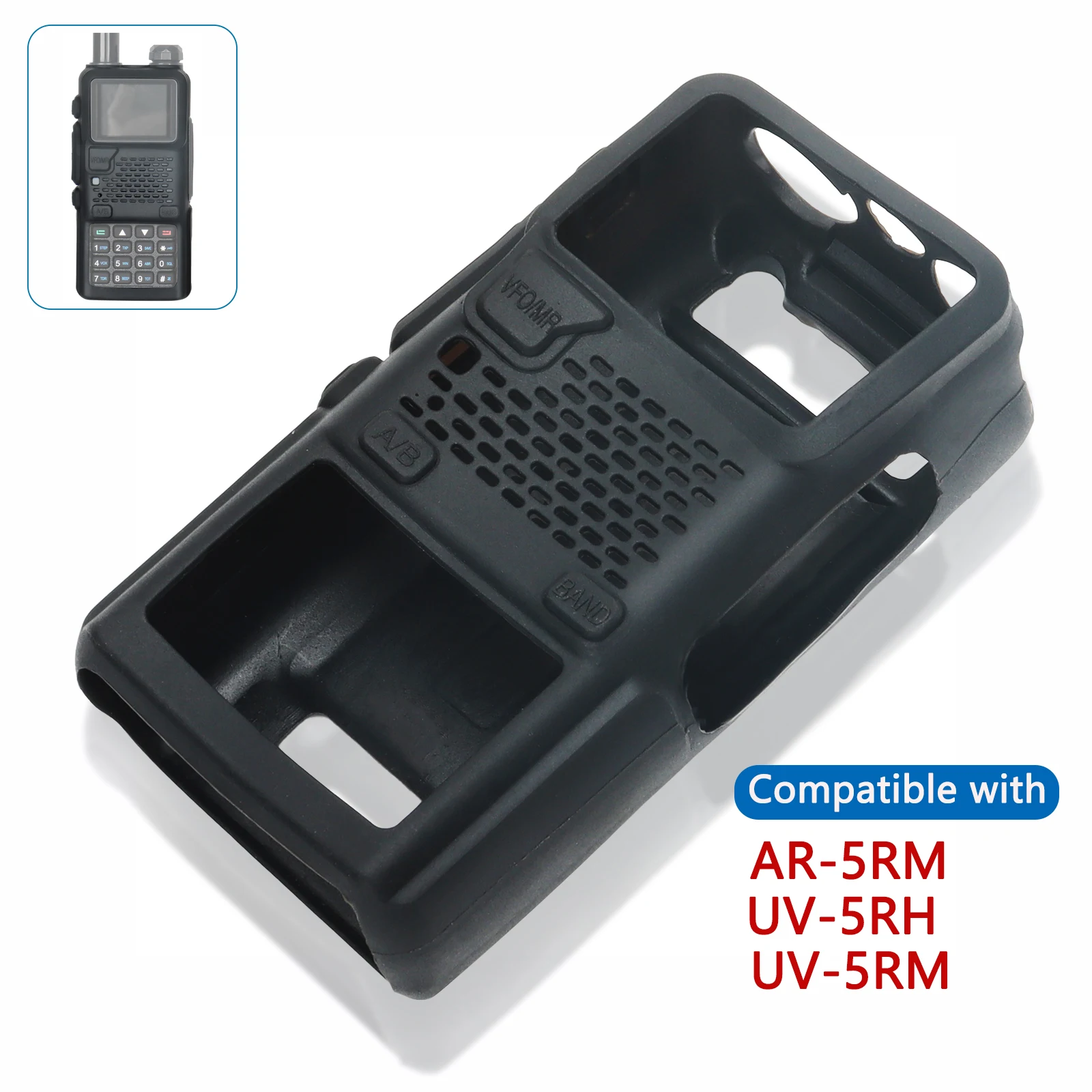 Zwei-Wege-Radio 5RH Gummi Soft Case Walkie Talkie Schutzhülle Tasche Schwarz Kompatibel mit Baofeng AR-5RM UV-5RM Image