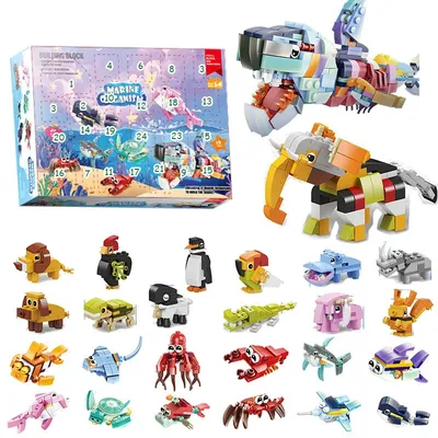24in1 Jahre Weihnachten Baustein Spielzeug Blind Box Set Weihnachten Adventskalender Ziegel DIY Lernspielzeug Kit Geschenk für Kinder Erwachsene