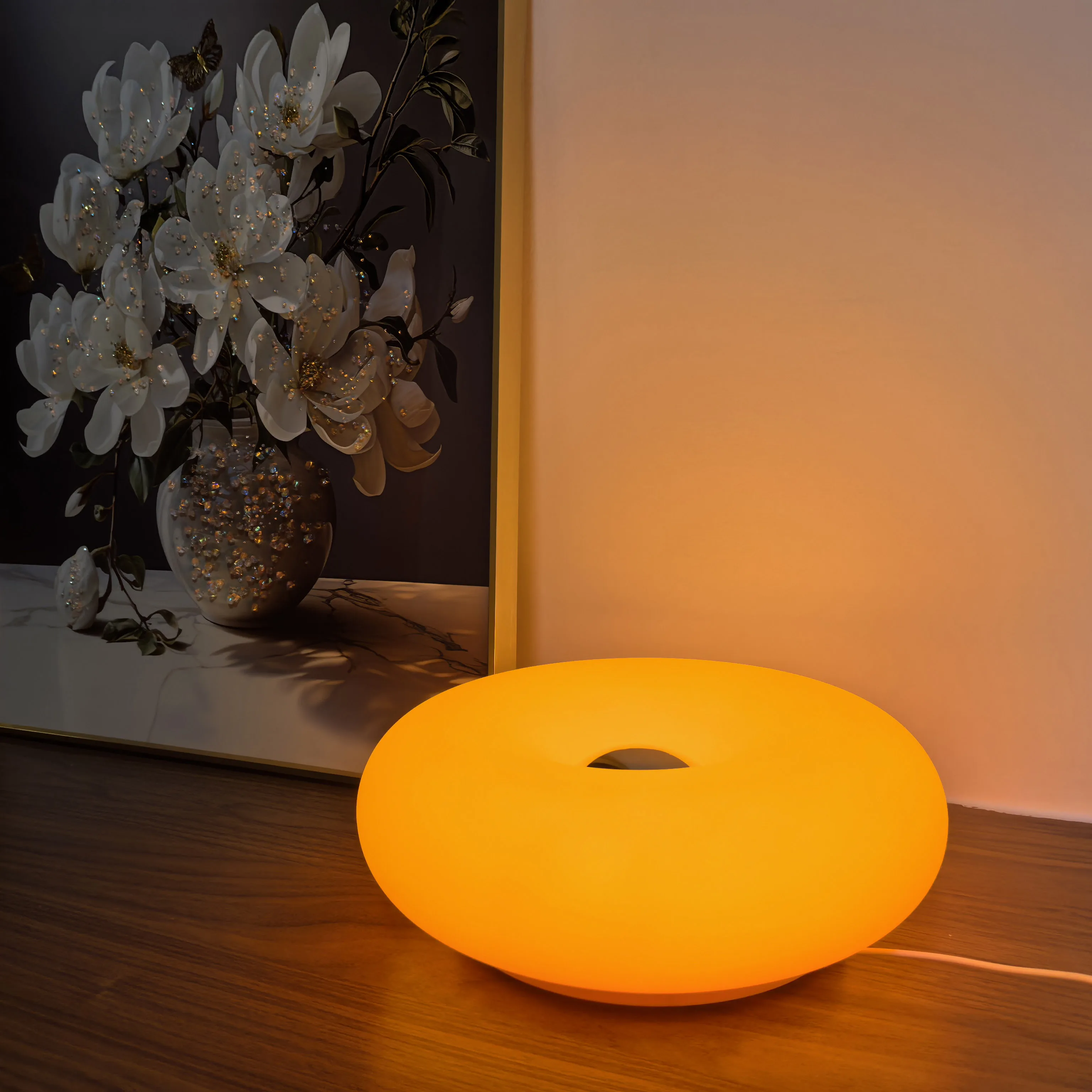 USB-Donut-Tischlampe, Schlafzimmer-Nachttischlampe, Ambientebeleuchtung, Bauhaus-Stil, Wohnzimmer, Esszimmer, dekorative Beleuchtung (kein Glas)