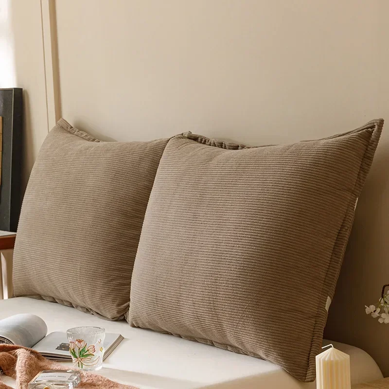Neues abnehmbares und waschbares Retro-Cord-Nachttischkissen mit weicher Tasche, Tatami, große Rückenlehne, einfarbig, langes Kissen, kann gebündelt werden Image