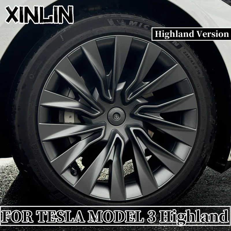 4PCS 18 Zoll Radnabenkappen Für Tesla Modell 3 Highland Version 2024 Leistung Ersatz Radnabenkappe Vollrandabdeckung Zubehör Image