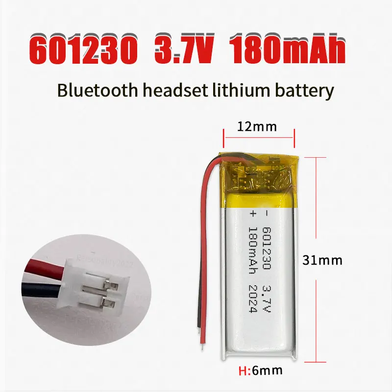 1-10 Stück 601230 180 mAh Lipo-Akku 3,7 V Polymer-Li-Ionen-Akkus für Tws Bluetooth Headset Handheld Fan Recorder Pen Walkman MP3 Image