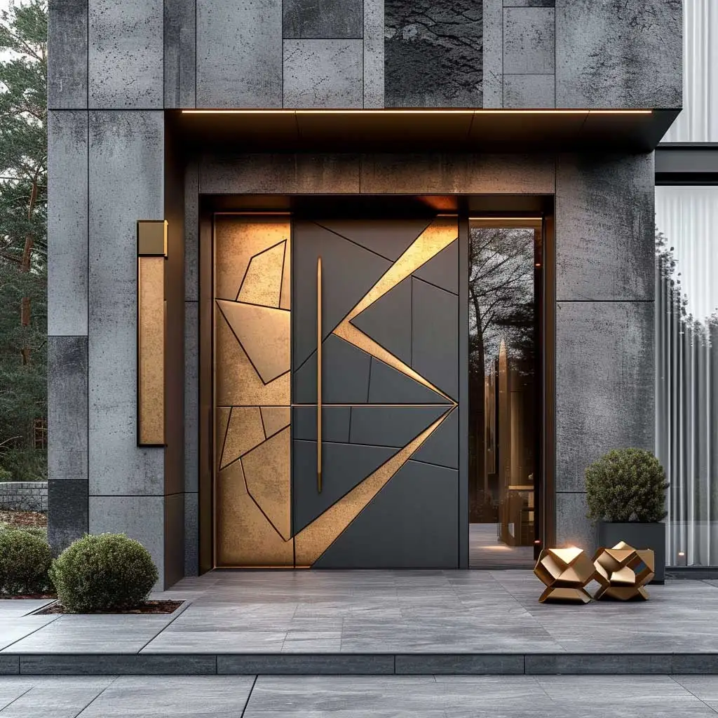 Doppelte Aluminium-Schwenk-Eingangstür für den Außenbereich, Edelstahl-Front-Schwenktür für das Haus, maßgeschneiderte Aluminium-Eingangstür
