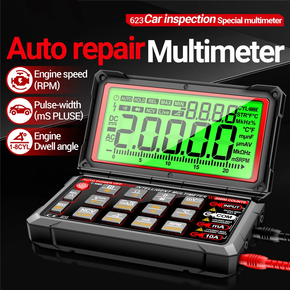 ANENG 623 Auto Reparatur Multimeter Digital AC 750 V DC 1000 V Spannung/Strom NCV Induktion Diode Kapazität Summer test Werkzeuge Set Image