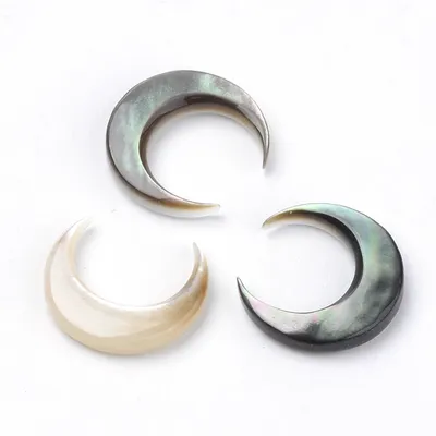 50 stücke Natürliche Schwarz Lippe Shell Perlen Mond Form Cabochons für schmuck machen Decor Zubehör