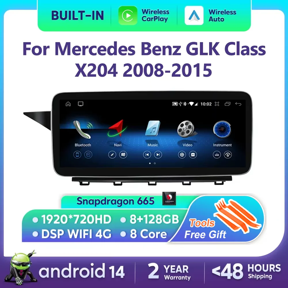 Android 14 Drahtlose CarPlay Für Mercedes Benz GLK Klasse X204 2008-2015 Auto Multimedia Navigation Auto Radio GPS SWC DSP 4G WiFi Image