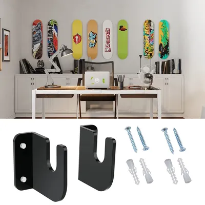 1 Pair Skateboard Wall Mount Hanger Non-slip Skateboard Display Rack Acrylic Indoor Floating