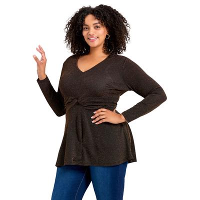 Plus Size Women's Glitteratzi Top by Avenue in Bronze (Size 30/32)