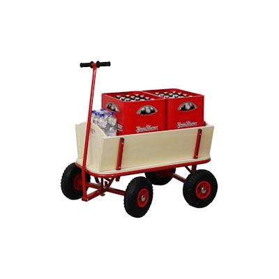 PROREGAL Profi Bollerwagen BOLLY HxBxT 97x90x60cm, Traglast 150kg, Luftbereifung, Rot, Handwagen Holzbollerwagen Transportwagen Image