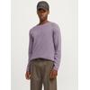 Rundhalspullover JACK & JONES "JJEHILL KNIT CREW NECK NOOS", Herren, Gr. M, lila (gray ridge detail:twist), Strick, Obermaterial: 100% Baumwolle, unifarben, modisch, regular fit taillenbedeckt, Rundhals, Langarm gerader Abschluss, Pullover, aus...