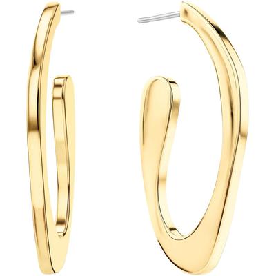 Paar Creolen CALVIN KLEIN "HARMONIOUS CONNECTION, 35000688, 35000689", gold (gelbgoldfarben, edelstahlfarben, weiß, weiß), Ohrringe, Damen, Edelstahl, mit Glasstein Image