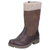Winterstiefel RIEKER, Damen, Gr. 36, braun (dunkelbraun, beige), Lederimitat, Nubuklederimitat, Filz, klassisch, Schuhe, Boots, Outdoorstiefel mit wasserabweisender riekerTEX-Membran