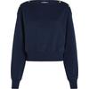 Sweatshirt TOMMY HILFIGER CURVE "CRV GOLD BTN BOAT-NK SWTSHRT", Damen, Gr. 50, blau (schwarz night navy), Sweatware, Obermaterial: 100% Baumwolle, unifarben, casual, regular fit, U-Boot-Ausschnitt, Langarm Bündchen, Sweatshirts, in Großen Größen,...