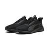 Laufschuh PUMA "Flyer Lite 3 Laufschuhe Erwachsene", Gr. 39, schwarz (schwarz silber metallic), Obermaterial: Textil, Synthetik; Futter: Textil; Innensohle: Textil; Laufsohle: Synthetik, Gummi, Schuhe
