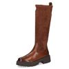 Winterstiefel CAPRICE, Damen, Gr. 37, Normalschaft, braun (cognac), Leder, Textil, used, unifarben, Veloursleder, klassisch, Schuhe, Blockabsatz, Stiefel, Langschaftstiefel in bequemer Weite