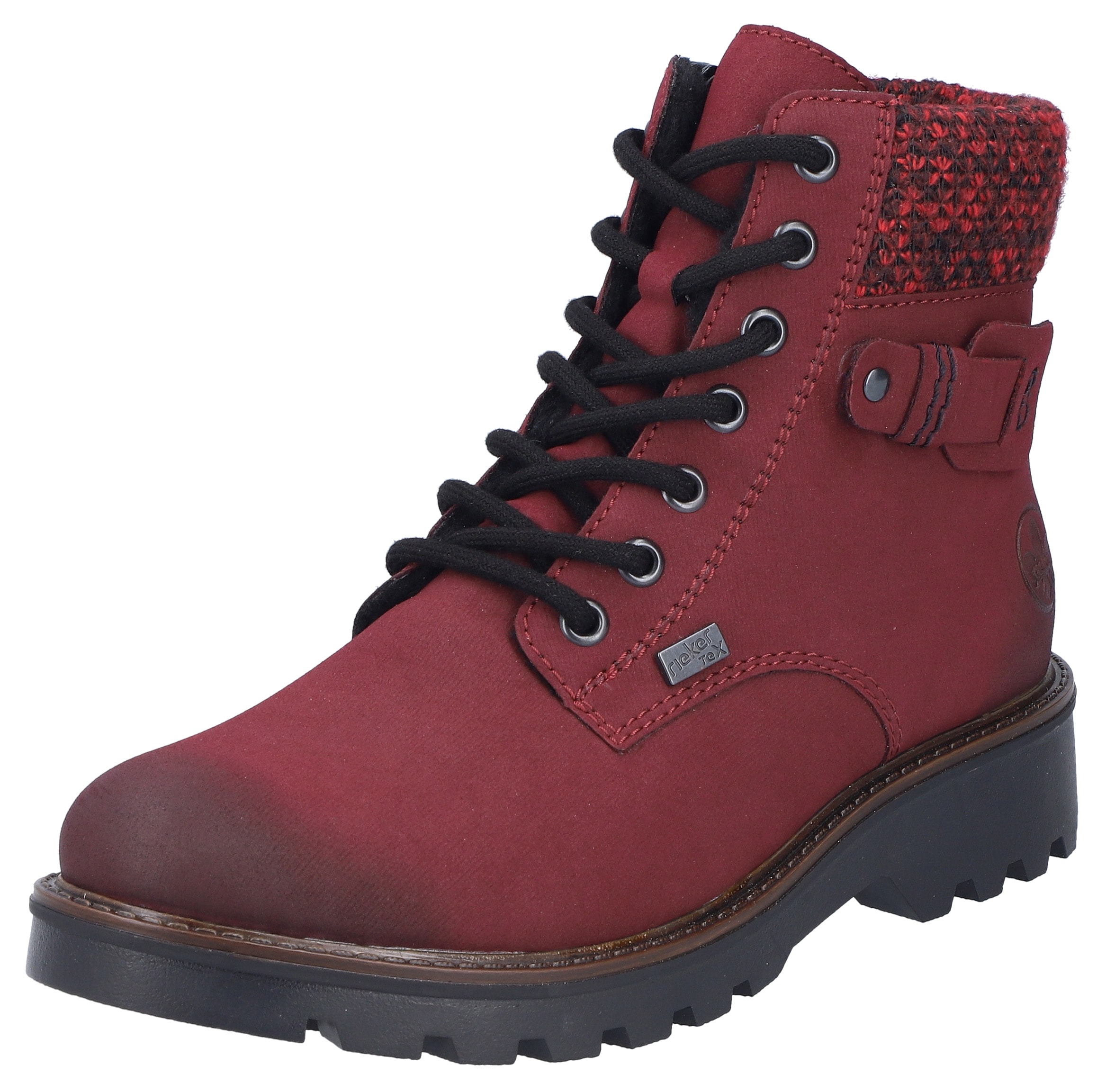 Winterstiefelette RIEKER, Damen, Gr. 43, rot (bordeaux used), Nubuklederimitat, Textil, Schuhe, Winterboots mit wasserabweisender riekerTEX-Membran, Topseller