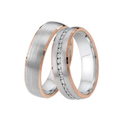 Trauring DOOSTI "Schmuck Geschenk Silber 925 Trauring Ehering Partnerring LIEBE" Gr. 56, rosa (silberfarben, roségoldfarben), Fingerringe, 56, ohne Zirkonia, Silber 925 (Sterlingsilber), 5,5mm, Made in Germany - wahlweise mit oder ohne Zirkonia Image