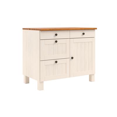 Unterschrank HOME AFFAIRE "Alby2", gelb (weiß, honigfarben), B:100cm H:85cm T:60cm, Massivholz, Schränke, Mit Metallgriffen, Breite 100 cm Image