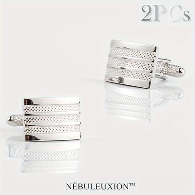 TEMU 2pcs Embossed Rectangle , Cufflinks, Cufflinks For ///,