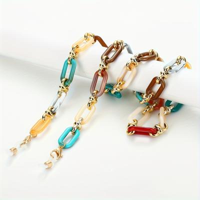 TEMU Vintage Style Candy-colored Acrylic Eyeglass Chain - Holiday Themed Accessory For Women