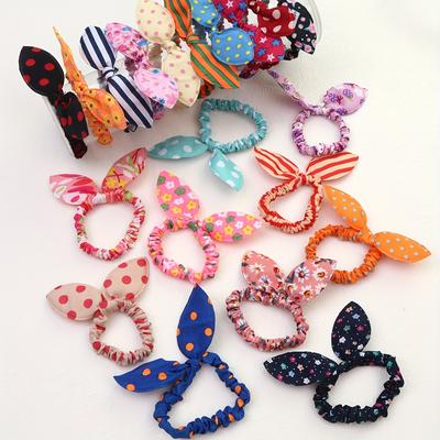 TEMU 20pcs Assorted Polyester Hair Scrunchies With Bow, Mixed & Bands For Women, Pop- Inspired Elastic Bunny Ear Hair Ties, Suitable 15+