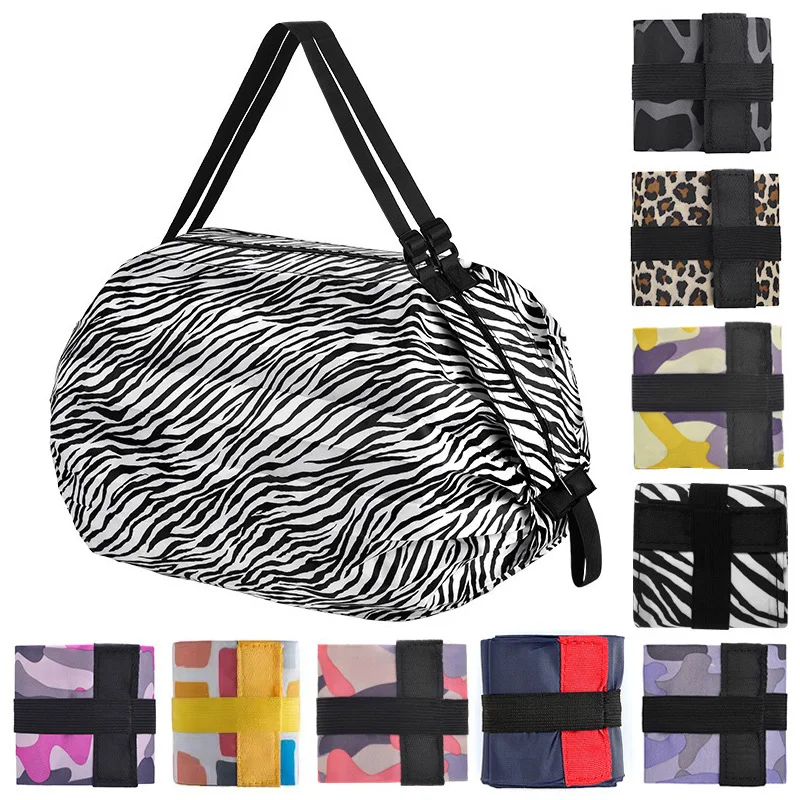 Sacs de shopping zèbre réutilisables pour femmes, sacs fourre-tout pliables, sacs à provisions camsalomon, grand sac de voyage, poudres de marché léopard, mode pour dames