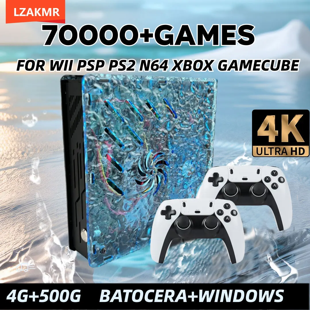 LZAKMR Console de jeu vidéo rétro X10 avec 70000 jeux vidéo 60 émulateurs pour PS2/N64/GAMECUBE/XBOX avec manette de jeu boîte de jeu cadeau pour enfant