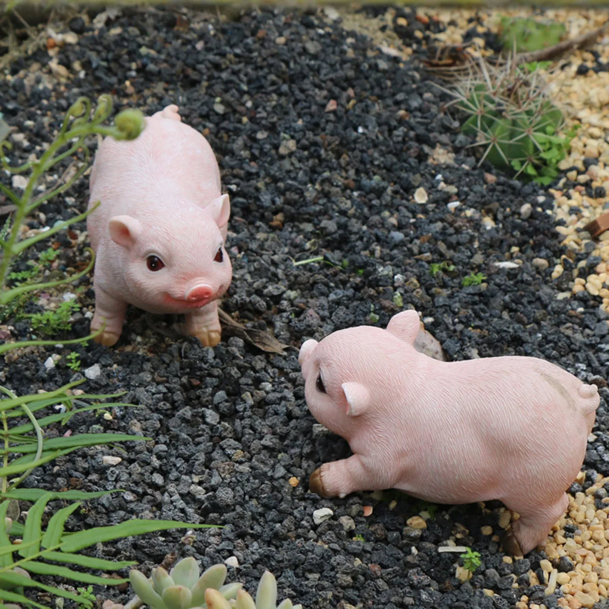 Statue de jardin d'animal, Sculpture extérieure drôle de cochon mignon, décor d'ornements de pelouse en résine, Figurines d'intérieur et d'extérieur pour pelouse de jardin