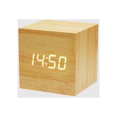 Wecker aus Holz – Mini-Digitaluhr mit Temperatur-Zeitanzeige, 3-stufiger Helligkeit und Image