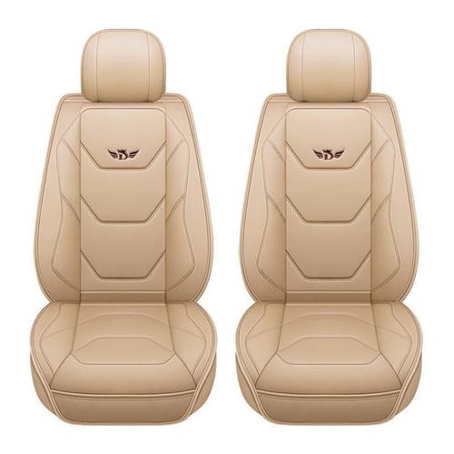 2er-Pack Auto-Vordersitzbezüge, luxuriöses PU-Leder-Sitzkissen – Beige