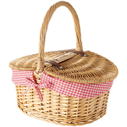 Picknickkorb aus Weide denya, karierter Stoff, 47 x 34 x 42 cm