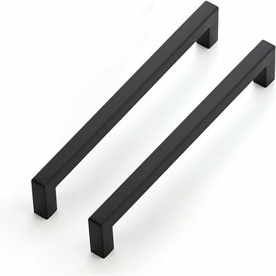 10er-Pack 192 mm schwarze Möbelgriffe für Küchenschränke, Schubladengriffe aus Edelstahl, schwarze Image