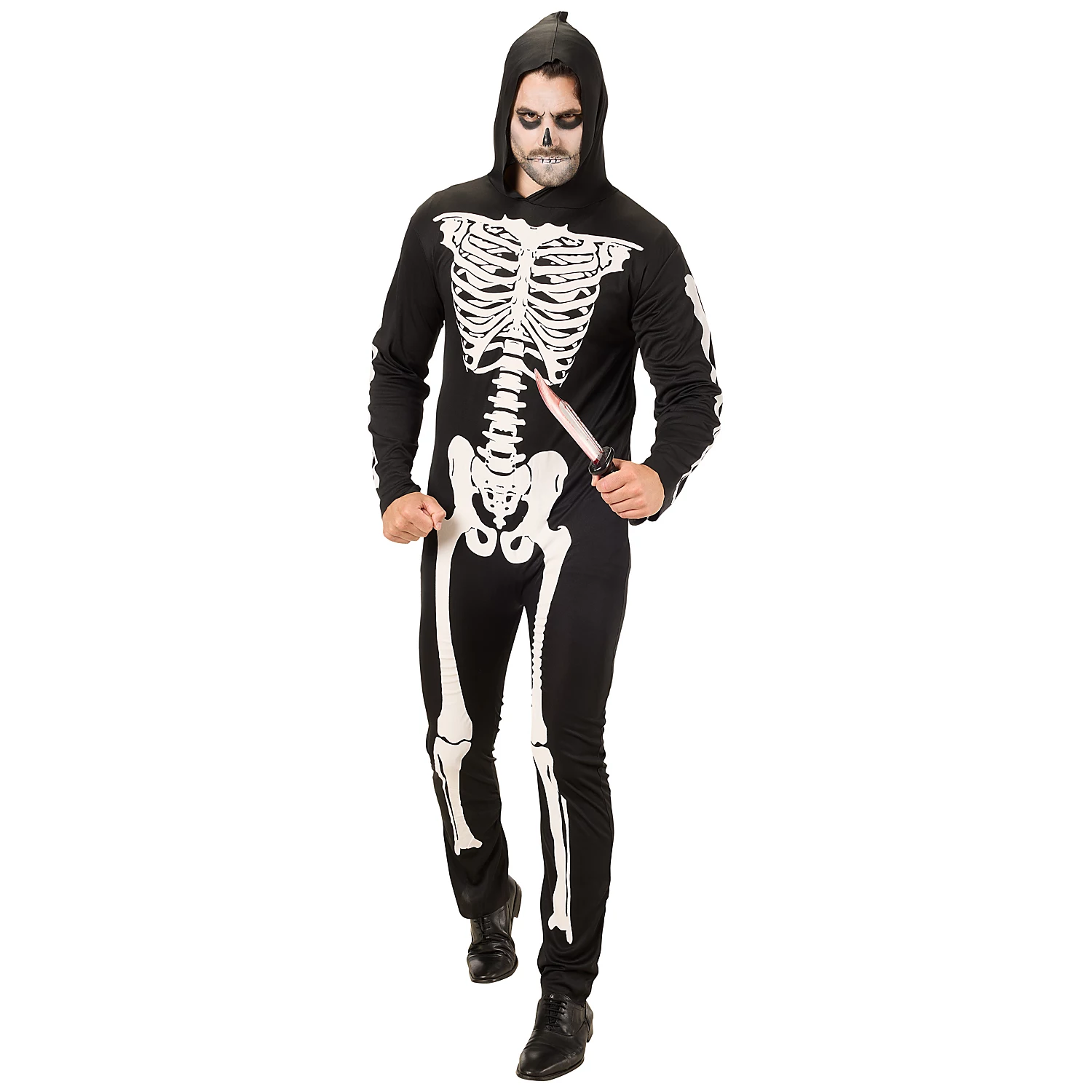 Combinaison "squelette" pour homme, noir/blanc