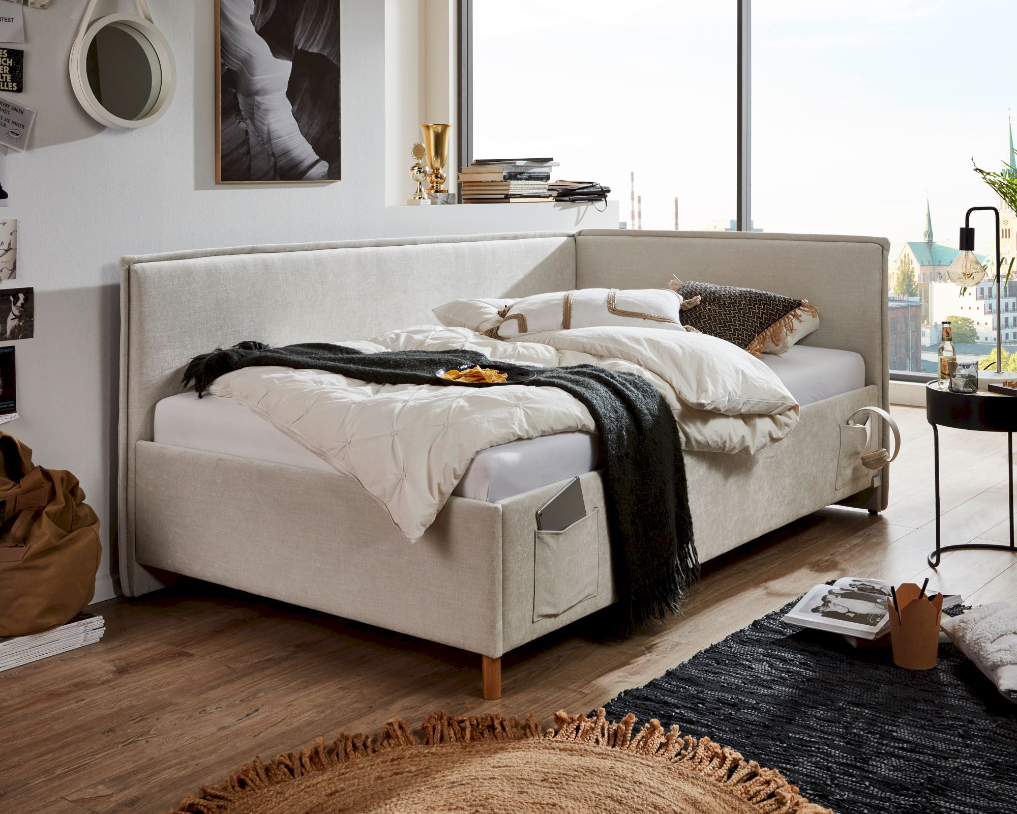 meise.möbel »Fun II« Jugendbett 90x200 cm / dunkelblau / mit Rückenteil / mit Bettkasten / ohne Matratze