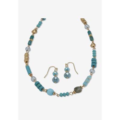 Women's Round Genuine Turquoise Hammered Goldtone Endless Necklace, 36 Inches by Roamans in Blue