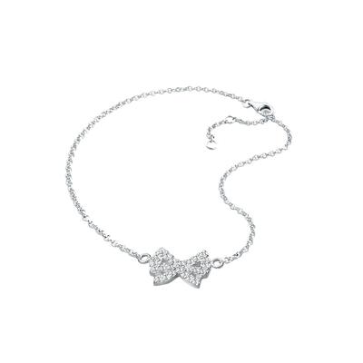 Elli - Schleife Kristalle 925 Sterling Silber Fußketten 1 ct Damen