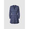 Minikleid PEPE JEANS "ANNA", Damen, Gr. M (38), N-Gr, klein blau, Web, Obermaterial: 100% Viskose, casual, regular fit kurz, V-Ausschnitt, Langarm gesmokt, Kleider, mit ganzflächigem Muster