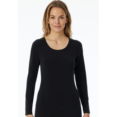 Langarmshirt SCHIESSER "Invisible Soft Warming", Damen, Gr. 42, schwarz (000, schwarz), Single Jersey, Obermaterial: 55% Polyacryl, 30% Viskose, 15% Elasthan, unifarben, Basic, körpernah hüftlang, Rundhals, Langarm, Shirts, mit offen geschnittenen... Image