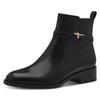 Stiefelette TAMARIS, Damen, Gr. 41, schwarz, Glattleder, unifarben, klassisch, Schuhe, Blockabsatz, Businessschuh, Ankleboots mit T-Logoverszierung