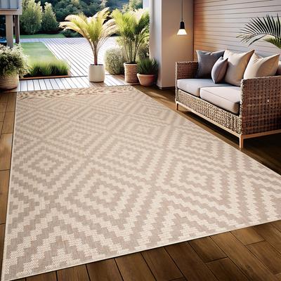 Teppich MY HOME "Cordoba auch als Läufer erhältlich" Gr. 2, beige, B:80cm H:3mm L:150cm, Kunstfaser, Teppiche, In- und Outdoor geeignet, Sisal-Optik, Wetterfest & UV-beständig, Boho Image