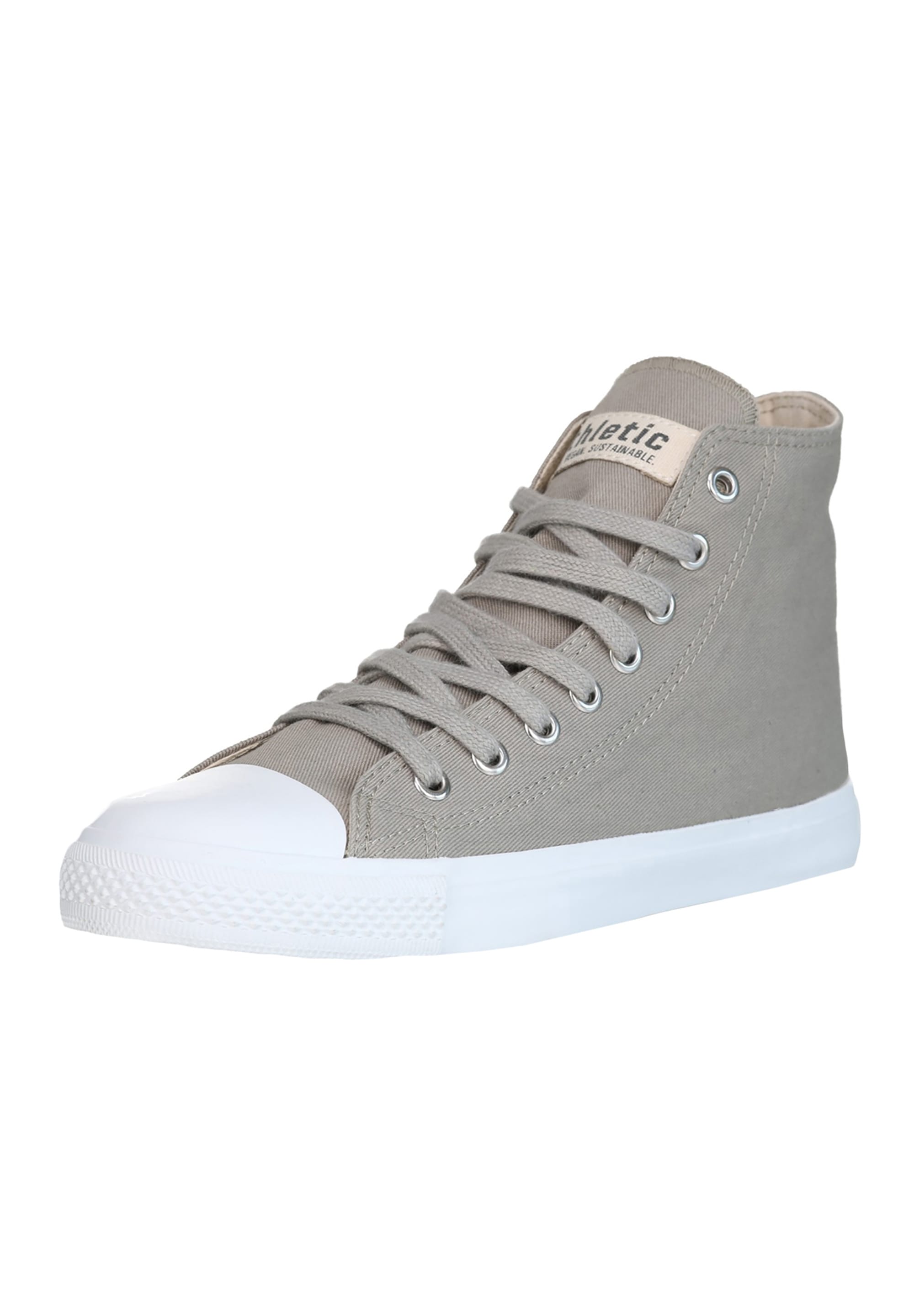 Sneaker ETHLETIC "White Cap Hi Cut", Damen, Gr. 39, grau (frozen olive just weiß), Obermaterial: 100% Baumwolle; Futter: 100% Baumwolle; Decksohle: 100% Baumwolle; Sohle: 100% Naturkautschuk, Schuhe Sneakerboots Canvassneaker Sneaker high, Keine Angabe