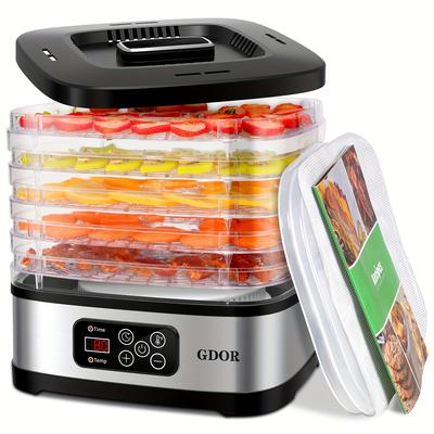 TEMU Food Dehydrator Includes Mesh Screen, Fruits Roll Sheet, Recipes, Gdor 5 Trays Dehydrator Machine With Temp Control & 72h Timer & Led Display, For Jerky, Fruit, Veggie, , Dog Treat, Bpa-free