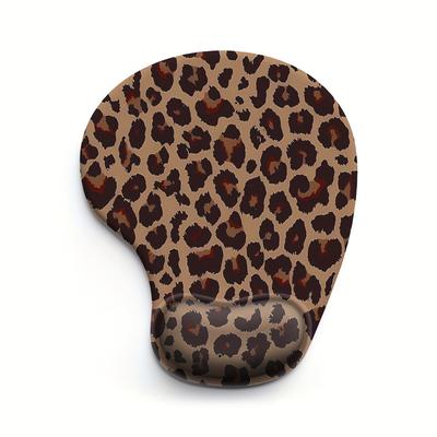 TEMU Leopard Print Ergonomic Gel Wrist Rest Mouse Pad - 1pc, 3d Design With Comfort Wrist Support, Non-slip Pu Base, Ideal For Home, Office & School