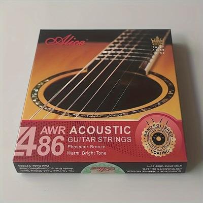 TEMU Awr486 Premium Acoustic Guitar String Set - High Carbon Steel With Bronze Winding, Polished