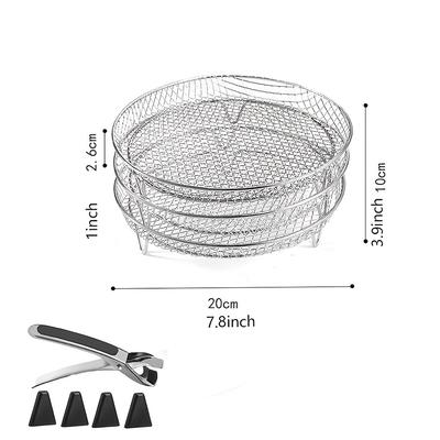 TEMU Set Of Stainless Steel Air Fryer Racks With Adjustable Feet, Compatible With 4.2qt-5.8qt Air Fryers, Ideal For Baking And Dehydrating, And Stacking