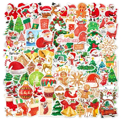 50pcs Weihnachts aufkleber Vinyl wasserdichte Feiertags aufkleber Weihnachts aufkleber für Kinder Image